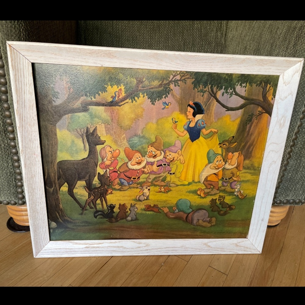 DISNEY 1947 Framed 24”x20” Print Good Friends, All! Shwind & Son Snow White - Picture 8 of 12